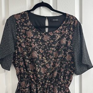 ROOLEE Black and Pink Floral Dress